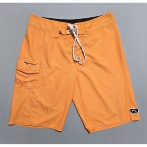 Rusty Board Shorts Mens 30 Orange Pinstripe Cargo Pocket Swim Trunks R14106402